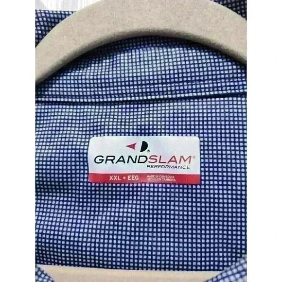 Grand Slam Performance‎ Men's XXL Blue Striped Short Sleeve Polo Shirt EUC - Picture 4 of 6